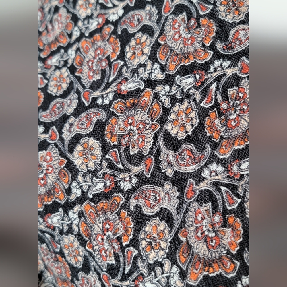 Boden Knot Front Jersey Midi Dress Womens 8P Black White Rust Boho Floral Stretc - Picture 7 of 13